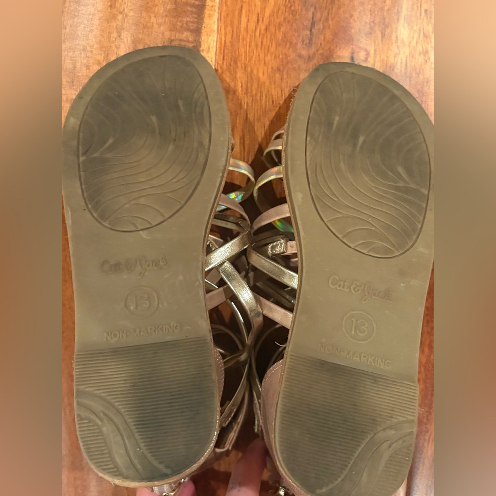 Cat & Jack Elegant Girl’s Gladiator Sandals in Tan, Silver & Iridescent Colors - Picture 7 of 7